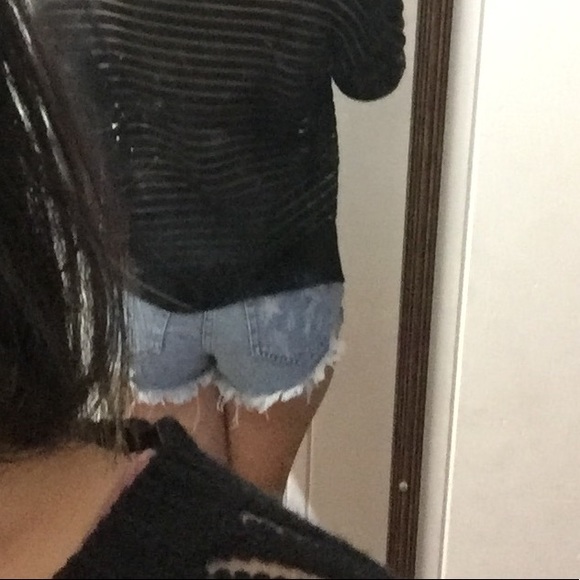 Distressed Button-Fly Shorts - Picture 4 of 4